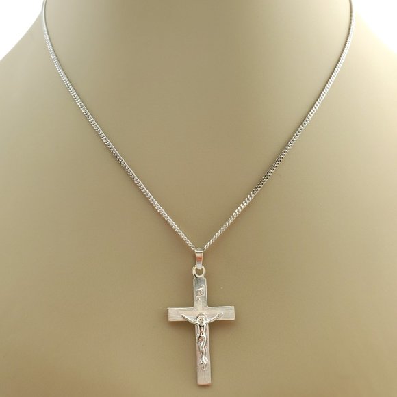 Vintage 14K White Gold Chain With Cross #12071 - Picture 1 of 4